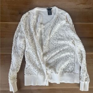 Zunie Cream Knit Lace Sweater